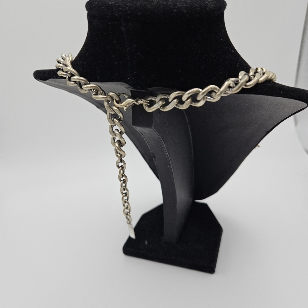 Sugarfix silver tone tiered collar bib necklace with rhinestone detail - Picture 3 of 4
